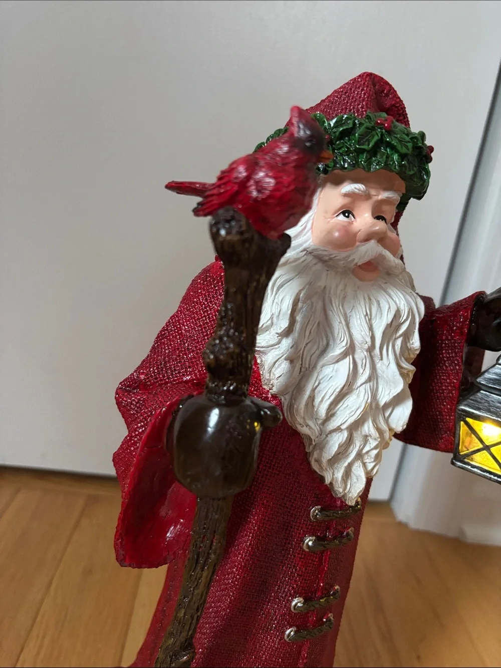 Classic Red Santa with Lantern Holiday Figurine